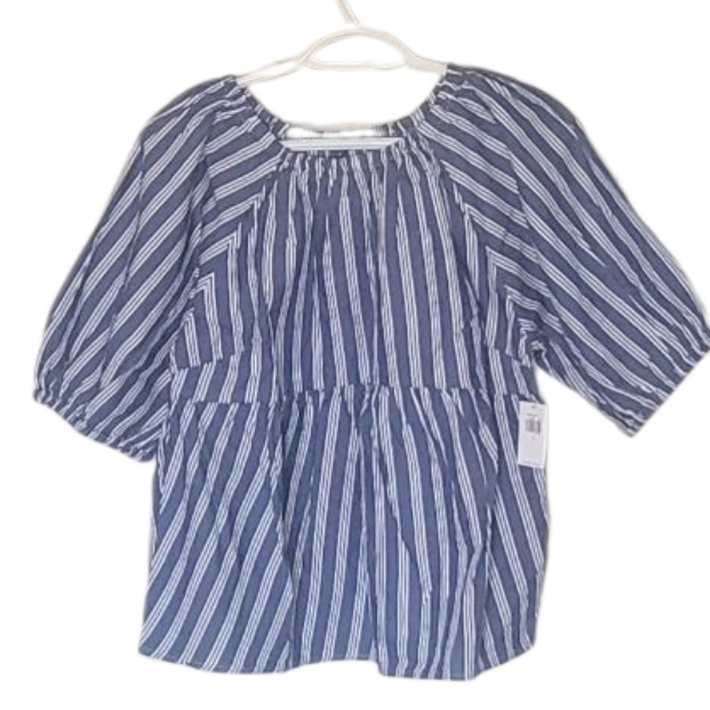 Old Navy Blue Striped Peasant Top Size Small NWT - Picture 2 of 3